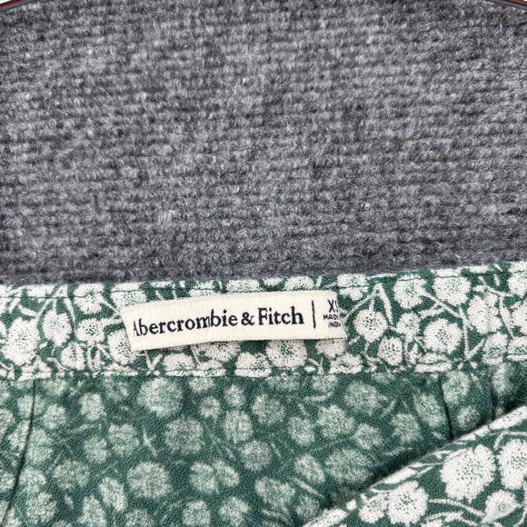 Abercrombie & Fitch Green Micro Floral Midi Skirt Ruffle Hem Side Slit Womens XS - Picture 5 of 12